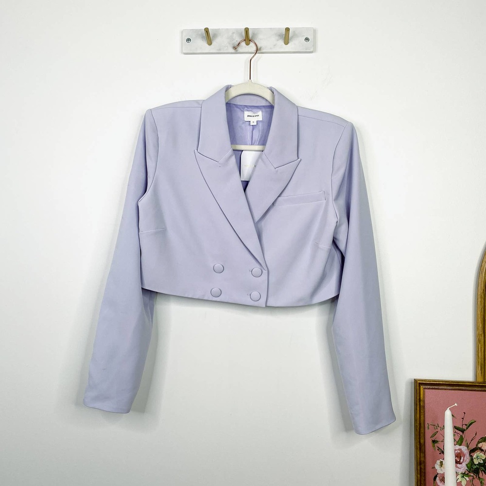 SONG OF STYLE lilac purple double breasted crop blazer M - Picture 2 of 8